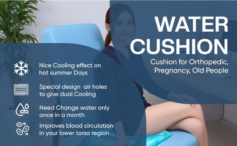 Image of Premium Water Cushion for, Office Chair, Old Aged People,Pregnancy, Wheelchair for Weight Distribution and Keeping Body Cool,Prevents Tailbone pain & Back Pain, Piles Patient, Diabetic Patient