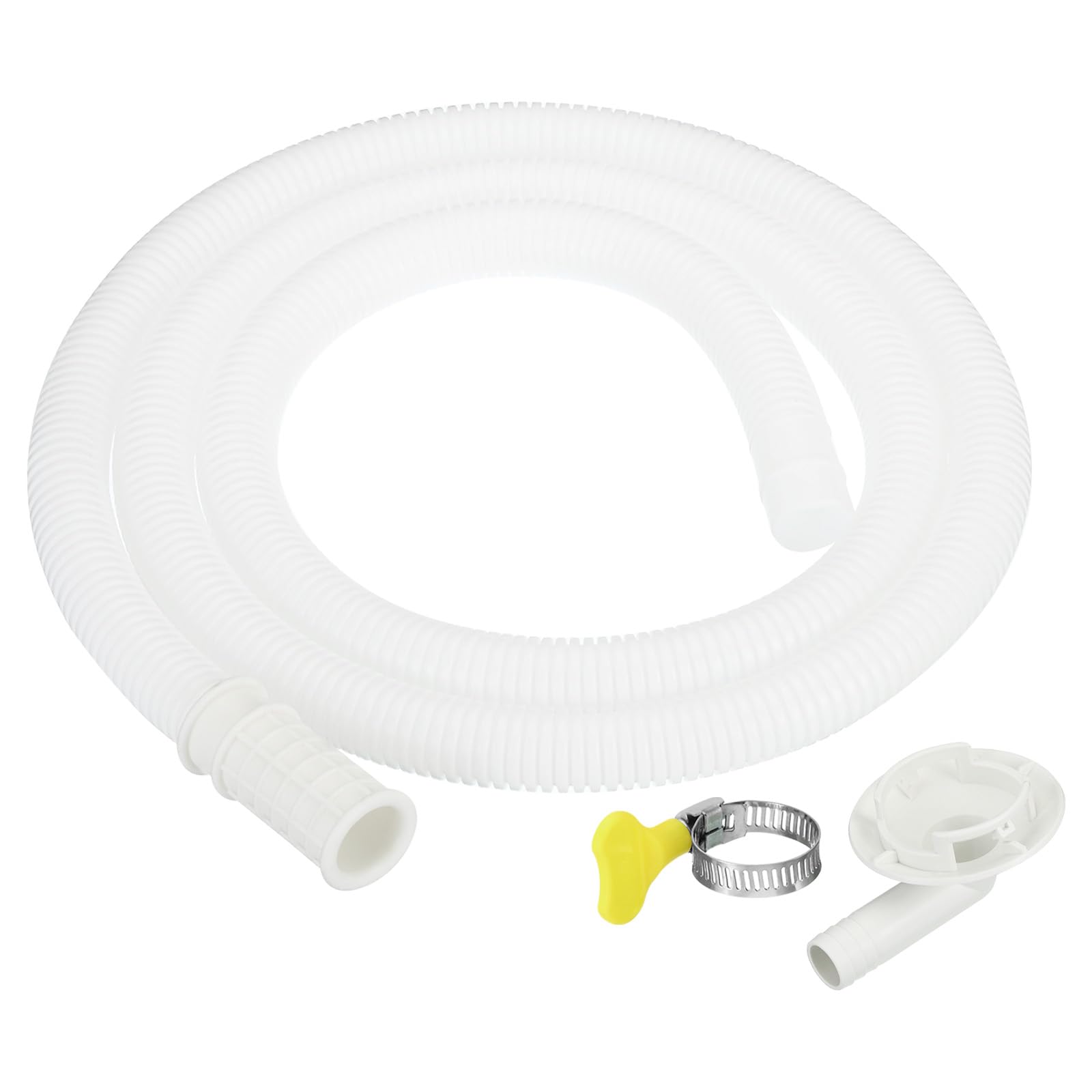 PATIKIL Aria Condizionatore Drenaggio Tubo Flessibile Kit 4,9ft (1,5m) Tubi Flessibile Scarico Universale AC con Connettore A a Morsetto per Rubinetto Unità AC Finestra Mini-Split, Bianco