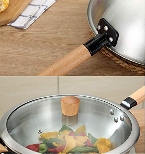 Wok de acero inoxidable con tapa y cesta de vapor 12.5 pulgadas miniatura 7