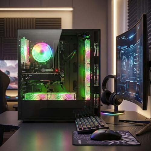 Image of STGAubron Gaming PC Desktop Computer, Intel Core i7 up to 3.9GHz, GeForce RTX 3050 6G, 32GB RAM, 1TB SSD, WiFi 6, BT 5.0, RGB Fan x6, Windows 11 Home