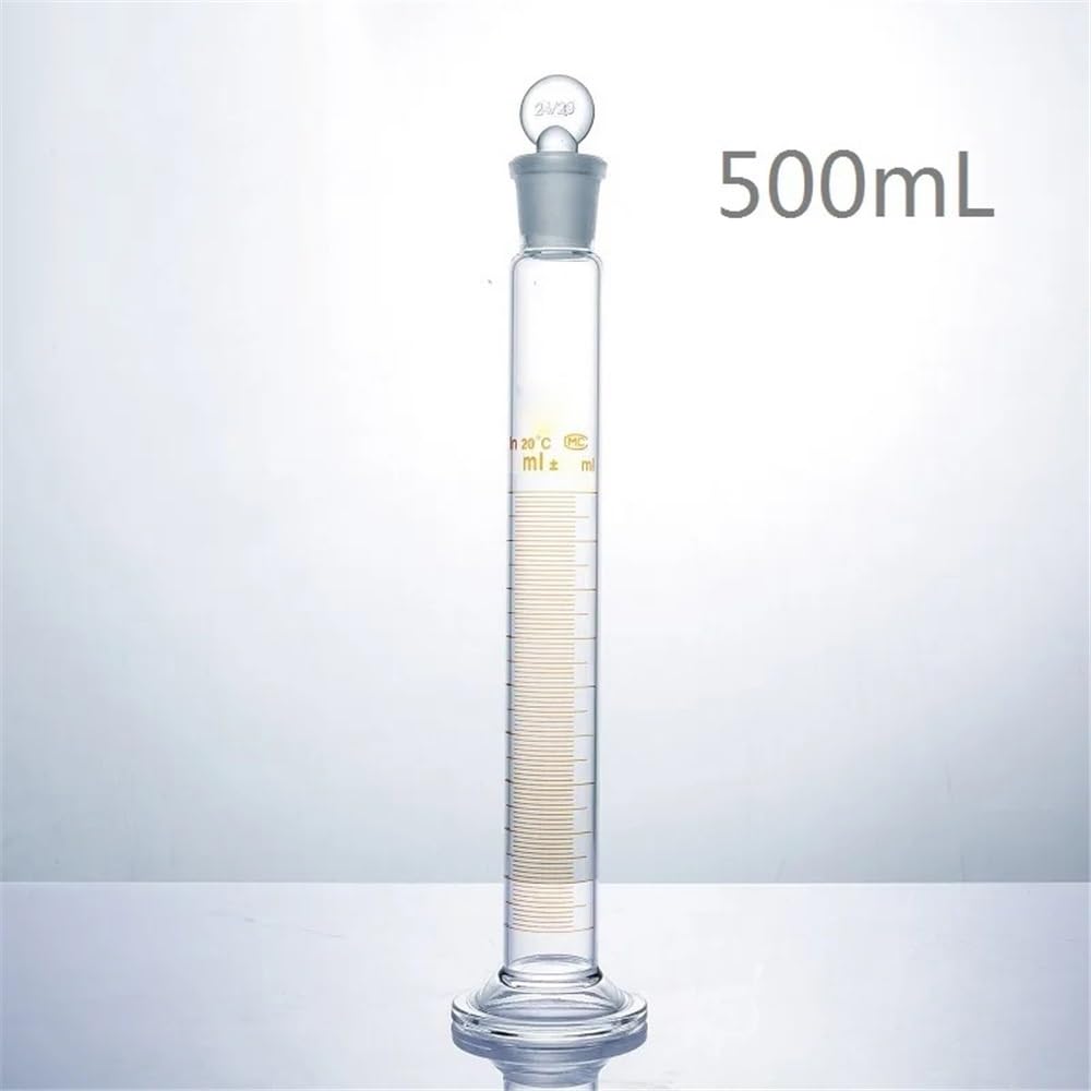 Equipos y suministros de laboratorio Probeta graduada de 500 ml con tapón vidrio esmerilado, base redonda, equipo laboratorio