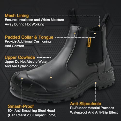 Men's Work & Safety Footwear, Shatterproof Composite Toe Boots, Antipruritic Work Boots, Zapatos de Trabajo Para Hombres4