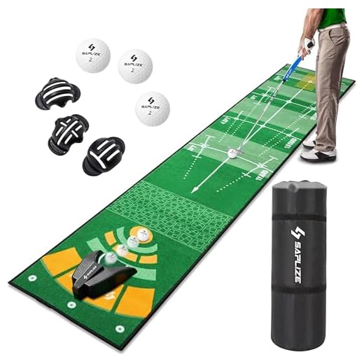 SAPLIZE Golf Putting Mat, 20in X 10ft Auto Ball Return Putting Green Mat with Non-Slip Backing Golf Practice Mat for Indoor/Outdoor Golf Training Aid