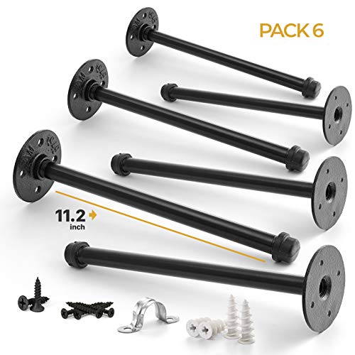 Pipe Bracket 11.2 Inch (6 pcs Black Steel) – Pipe Shelf Bracket