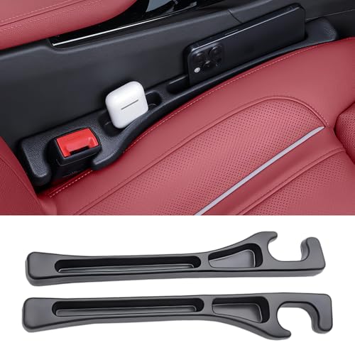 AMZAUTO Car Seat Gap Filler 2 Pack, Universal Car Seat Gap Filler Organizer Anti-Drop Stop with Storage, for Auto SUV Truck Interior Accessories, Black