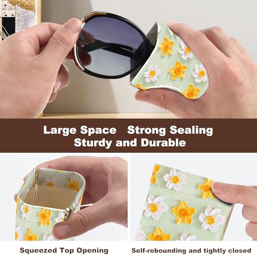 Image of Anikathy 2Pcs Sunglass Eyeglass Glasses Case Soft PU Leather with Cleaning Cloth Portable Glasses Pouch Bag for Men Women