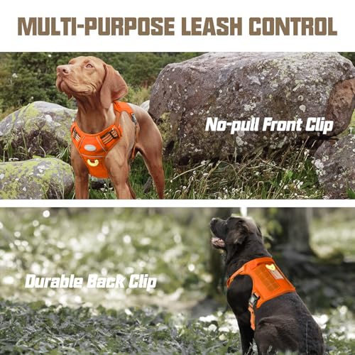 Image of AUROTH Tactical Dog Harness for Large Dogs No Pull Adjustable Pet Harness Reflective K9 Working Training Easy Control Pet Vest Military Service Dog Harnesses Orange XL