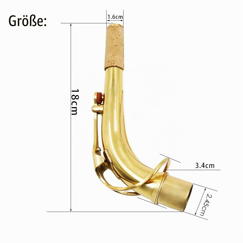 Alnicov Messing Alto Saxophon Sax Bend Hals mit Reinigungsstoff Saxophon Zubehör