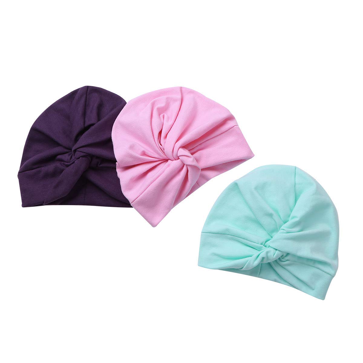 Säuglingsbaby Beanie Knoten Donut Hut Neugeborene Jungen Mädchen Baumwolle Weiche Turban Bogen Kaninchenohren Mütze Krankenhaus Kopf Wrap (Color : G Knotted, Size : One Size)