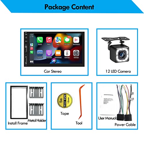 image for XINLUUD Double Din Car Stereo with Apple Carplay 7 Inch Touch Screen R