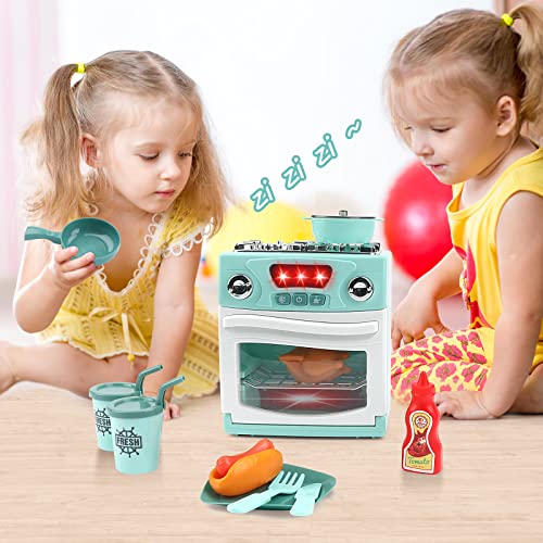 deAO "My First Kitchen" Set Kinderspielzeug Kinder Elektroofen und Kochfeld mit Lichtern Perfektes Küchenset für Ihre Kinder Kinder 10-teiliges Set Zubehör - Küchen-Essens-Spielzeug zum Spielen – Bild 7