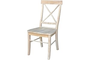 International Concepts Set of 2 Unfinished Wood X-Back Dining Chairs