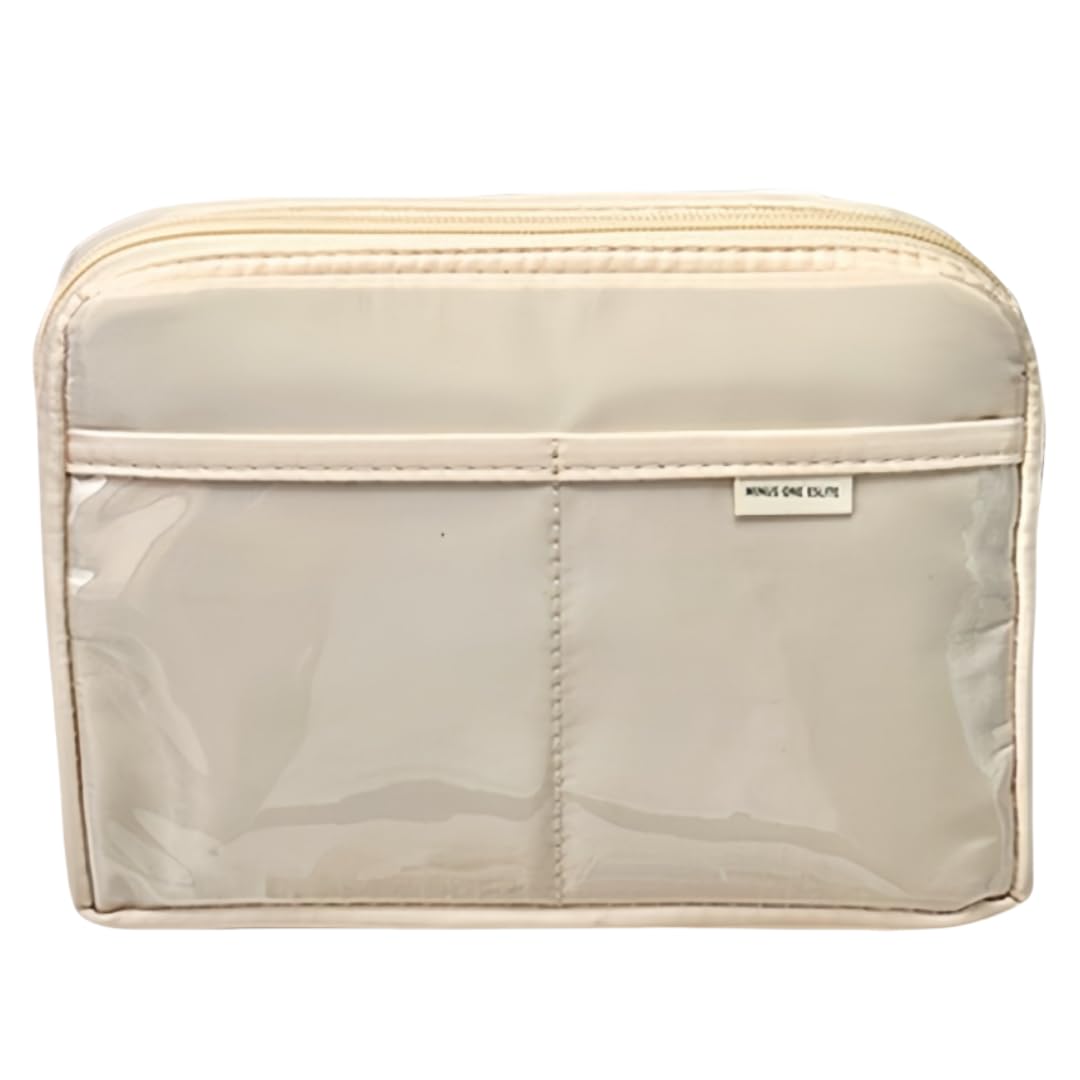 UIVXXUD Kawaii Cute Aesthetic Pencil Case - Large Capacity Canvas Pen Pouch Bag, Beige, Daily