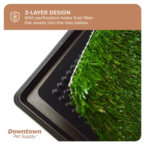 Premium Pet Dog Pee Turf Bathroom Relief System, Durable Weather Proof, Synthetic Grass, Housebreaking, Portable, Easy to Clean, Non-Toxic, Perfect for Indoor & Outdoor (20 x 30 inches, 50.8 x 76.2 cm - 3 layers) by Downtown Pet Supply - Image 5
