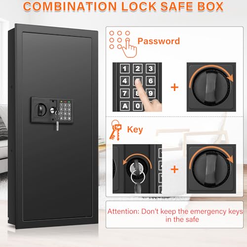Image of 29.53 inch Tall Fireproof Wall Safe 16 inch Stud Centers with Combination Lock