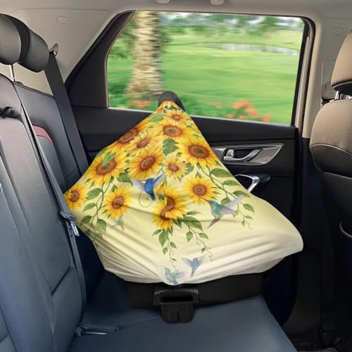Image of Binienty Gradient Sunflower Hummingbird Women's Nursing Cover Breastfeeding Scarf, Stretchy Multi-Use Infant Stroller Covers, Baby Shower Gifts