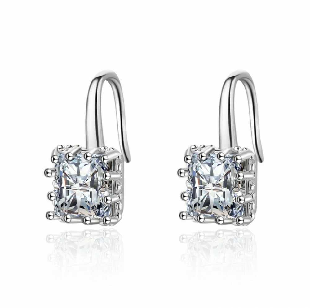 Womens Silver Plated Square Stone Drop Hook Earrings, Stone Earrings, Earrings Online, Hook Earrings For Girls, Tiny Earring, Princess Cut Stud Earrings, Moissanite Stud Earrings (Silver) (B09LSFKWMW) Amazon Price History, Amazon Price Tracker
