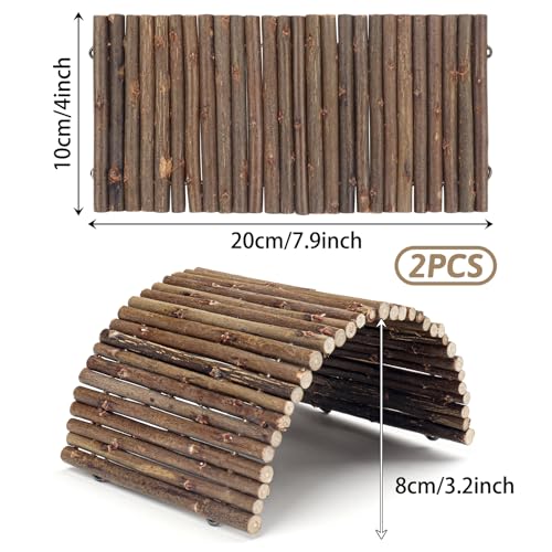 QUOZUO 2PCS Reptile Hideout Hermit Crab Bendable Bridge, Wooden Hermit Crab Hideout Climbing Toys, Reptile Tank Habitat Decor Hiding Hut for Lizards, Mice, Spiders - Image 2