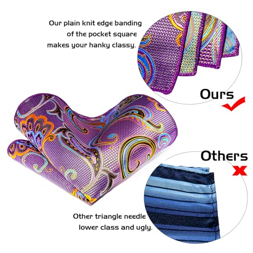 Image of 5PCS Tie and Pocket Square for Men, Silk Necktie and Handkerchief Cufflinks with Gold Ring and Lapel Pin Set