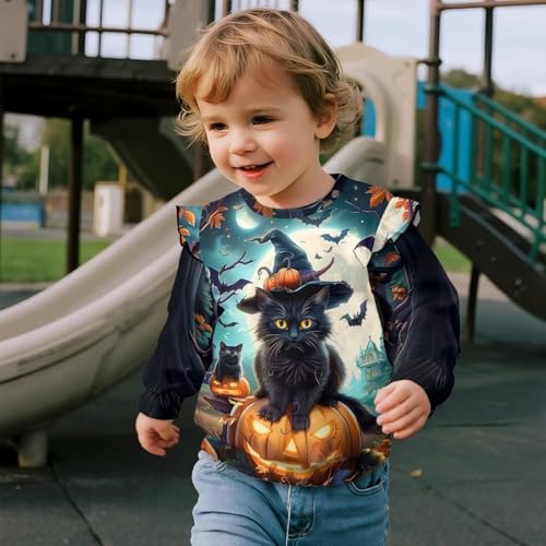 Xpyiqun Sweatshirt for Girls 1-8 Years Ruffle Crew Neck Pullover Top Kids Long Sleeve Graphic Shirts4