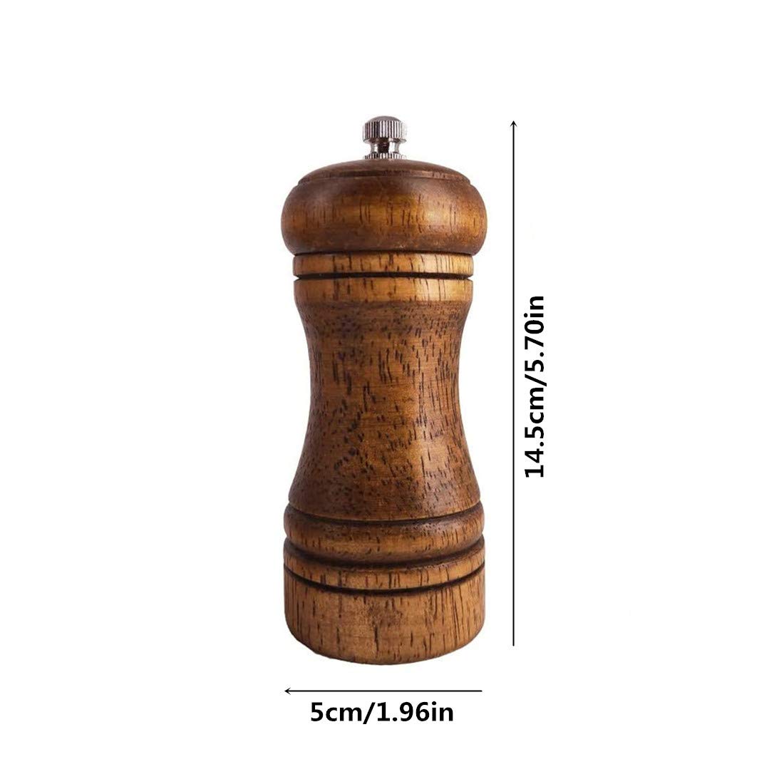 Molinillo de roble de madera maciza restaurante pimienta molienda manual polvo pimienta molienda cocina condimento herramienta (5 pulgadas) 2