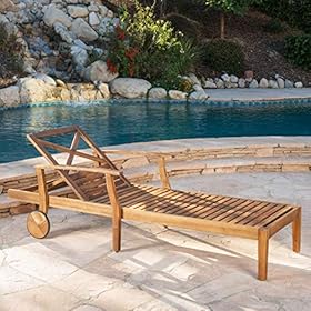 Great Deal Furniture Daisy Outdoor Teak Finish Chaise Lounge with Cream Water Resistant Cushion (Set of 4) 51JzYUHDyML. SS280