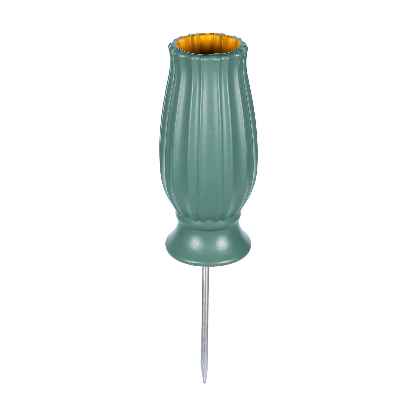 Inacmwih Green Cemetery Vase Detachable Spike Stake Grave Decorations For Lawn Grave Garden