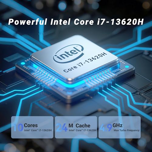 Image of MINIX NGC N713 Mini PC, Intel 13th i7-13620H 1TB M.2 PCIe 4.0 x 4 SSD 32GB (16GBx2) DDR5 Micro Desktop Computer 4 Display /Thunderbolt4 8K /Dual Lan /USB-C /2HDMI, for Business Home Office Multi-Tasking