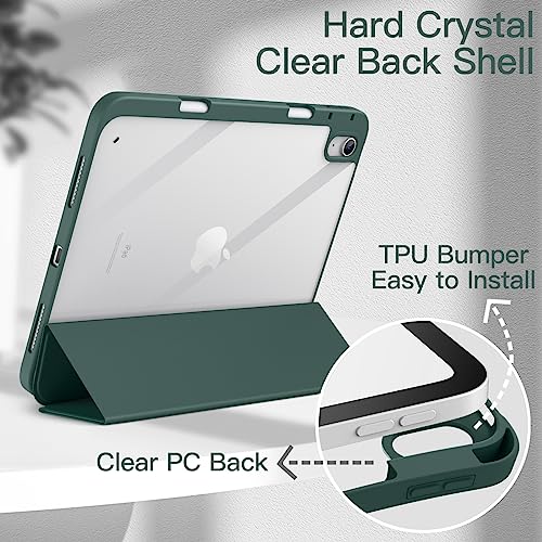 Image of JETech Cover Case for iPad (A16) 11th /10th Generation (2025 /2022) with Pencil Holder, Clear Transparent Back Shell Slim Stand Shockproof Tablet Cover, Auto Wake /Sleep (Misty Blue)