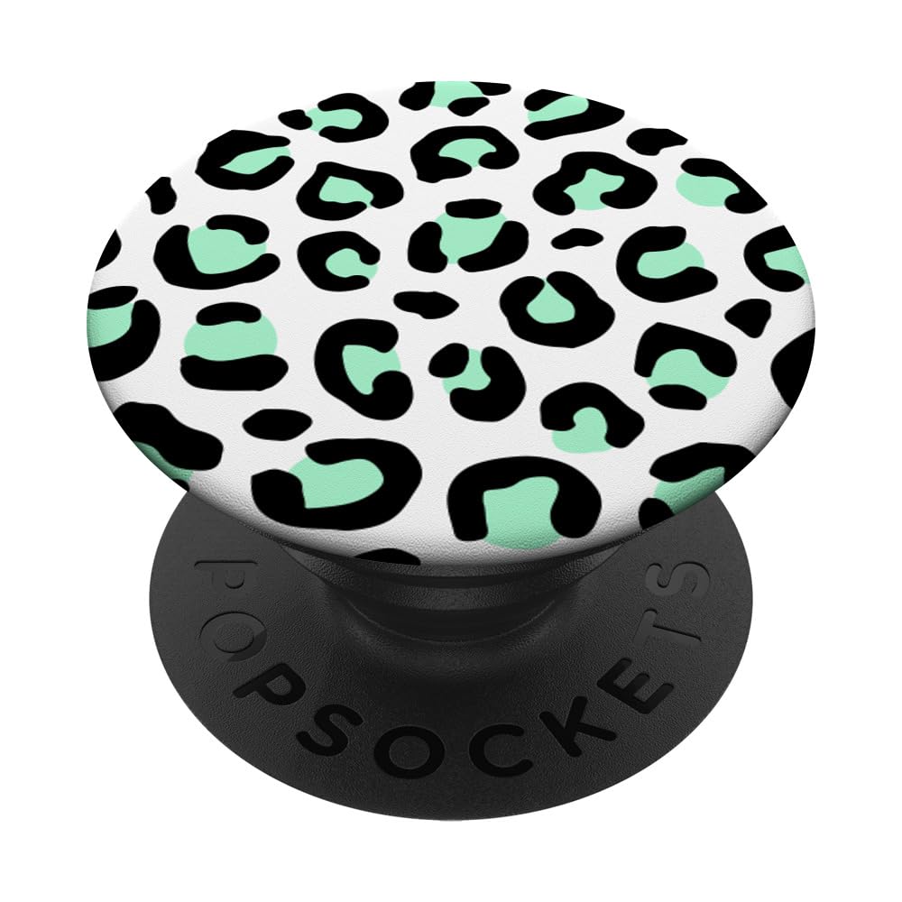 Leopard Print Animal Pattern Cute Fun Mint Green PopSockets Adhesive PopGrip
