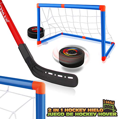 Baztoy Hover Hockey Set, Ice Hockey Ball Juguetes para niños con 2 Objetivos, Air Power Hockey Ball para niños Niños Niñas, Juguetes de Entrenamiento Deportivo Juego de Hockey Interior al Aire Libre