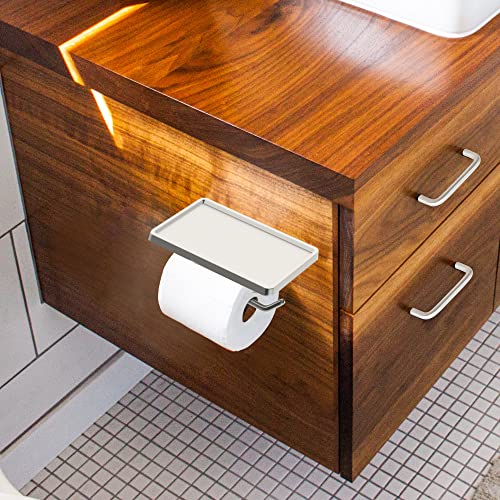 Image of Design House 542829-SN Millbridge Contemporary Wall-Mounted Toilet Paper Holder with Shelf for Bathroom Satin Nickel