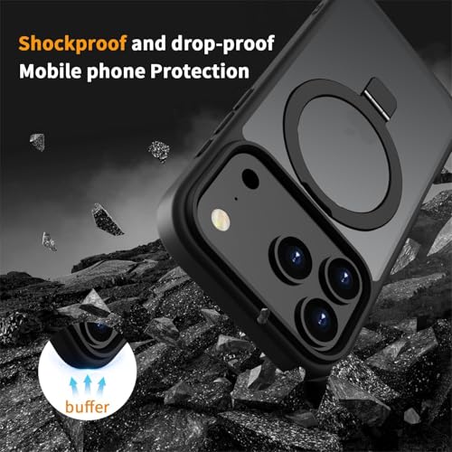 Image of iPhone 17 Pro Max Magsafe Stand Case | Matte Design & 360 Protection | Military-Grade Apple iPhone 17 Pro Max Cover | Ultra Premium - Black