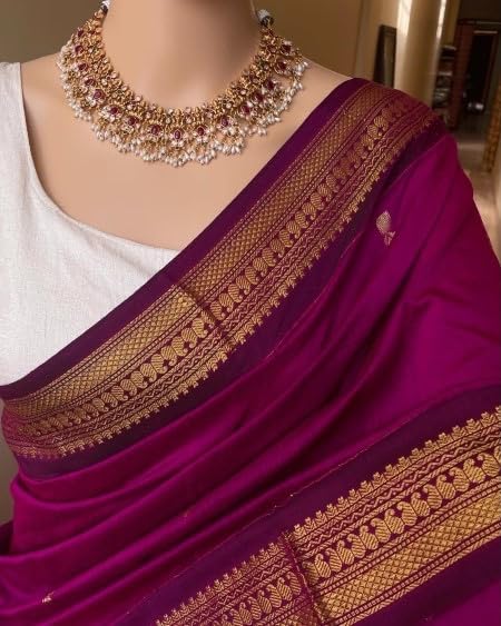 Image of South Cotton Gadwal Saree for Women | Celebrity Inspired Traditional Ethnic Wear | Chettinad & Kalyani Cotton Sarees | Soft Cotton Saree with Blouse Piece
