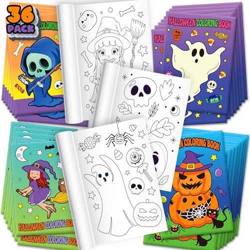 ArtCreativity 36 Pack Halloween Coloring Books for Kids, 5x7 Mini Booklets