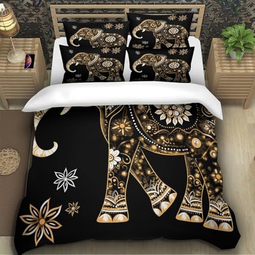 Parure de lit éléphant 3D en microfibre 260x220 cm avec housse de couette