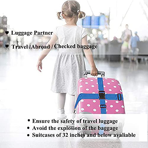Image of 2 Pack Luggage Straps, Bright Colors Adjustable Suitcase Belts with Quick Release Buckle (DarkBlue)