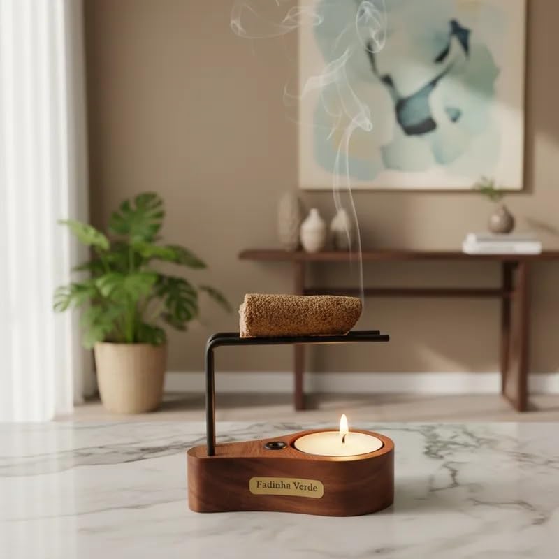 Incensário Suporte Palo Santo 1 vela1 palo Santo Power Proteção L...