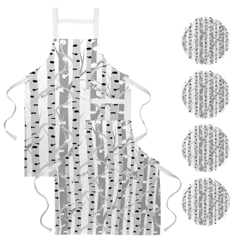 Tablier de cuisine pour pâtisserie et bistrot au motif forêt colorée