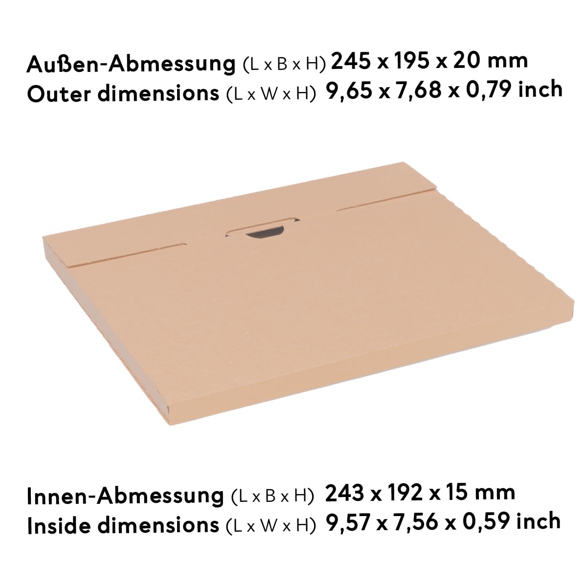 verpacking embalaje para calendarios 245 x 160 x 20 mm marrón [tamaño y cantidad seleccionables] tipo de plegado simple KV-1 caja plegable cajas para carta grande 100 unidades