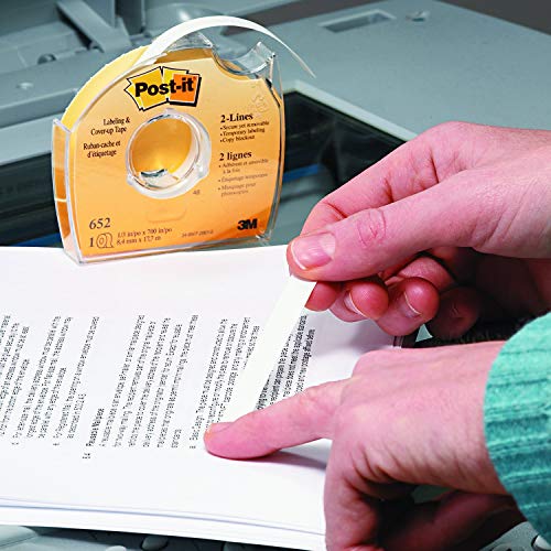Post-it 652 Labeling & Cover-Up Tape, Non-Refillable, 1/3\" x 700\" Roll (4)