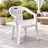 Mojawo Stapelstuhl Gartenstuhl PIONA Bistrostuhl Gartensessel Balkonstuhl Kunststoff stapelbar Gartenmöbel Weiß