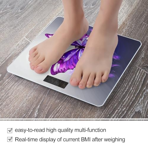 Báscula de baño digital con diseño morado mariposa miniatura 5