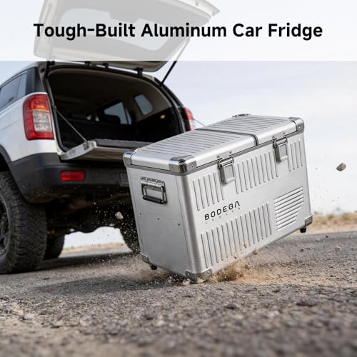 Image of BODEGA 42 Quart (40L) Portable Car Refrigerator, 12V Dual Zone Car Fridge Freezer, Lightweight Aluminum Electric Cooler with Compressor, -4F to 68F, DC /AC for Truck, RV, Camping, Van, Home Use