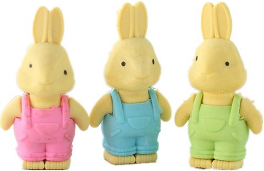 Frimateland Pack of 6 Pcs Cute Rabbit Shaped Pencil Eraser Gift for Students Children