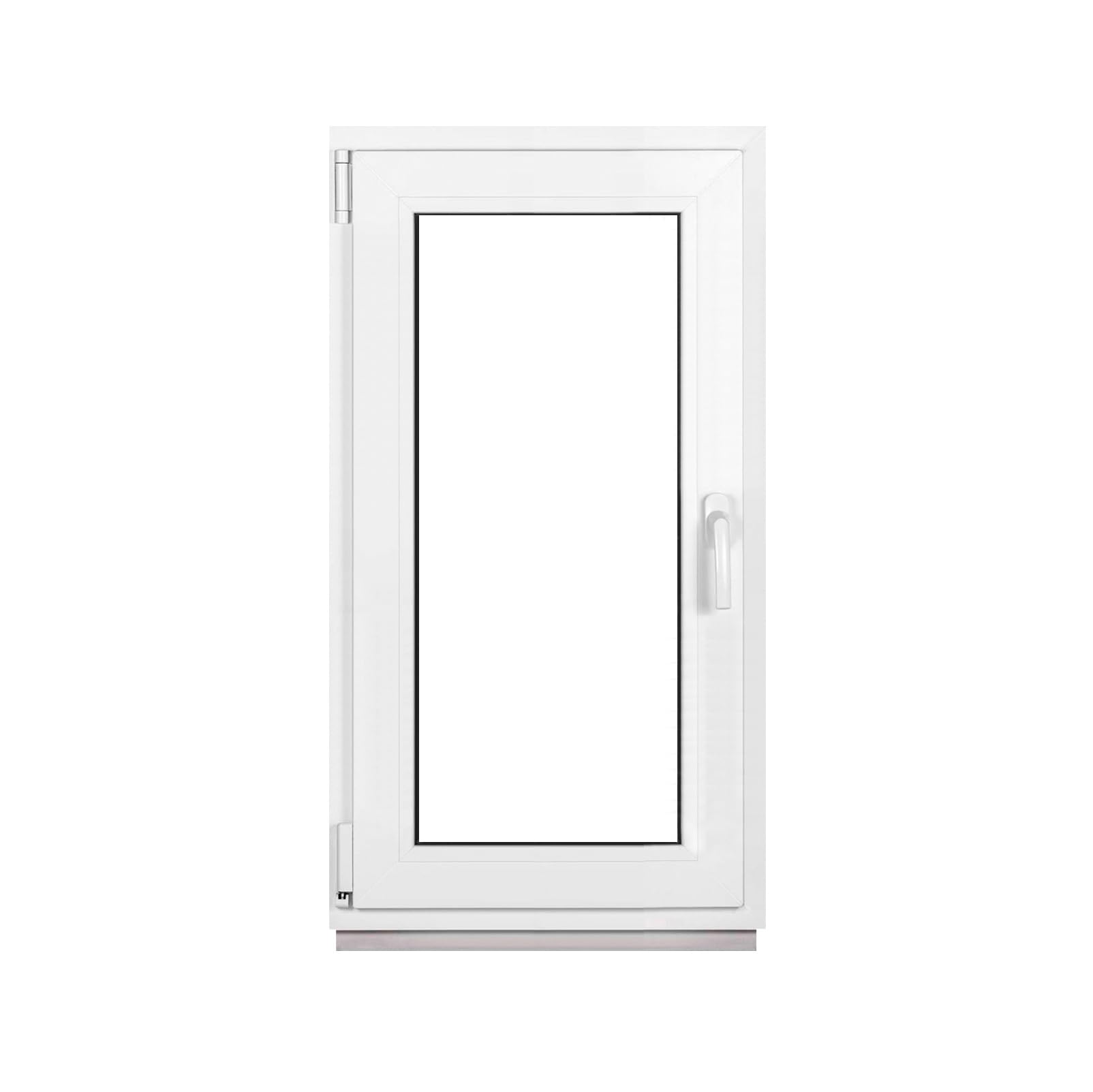 Framex Finestra in Plastica Bianca Larghezza x Altezza 60 x 105 cm (600 x 1050 mm) Doppi Vetri (32 mm), Anta-Ribalta, Girevole DIN Sinistra – Premium