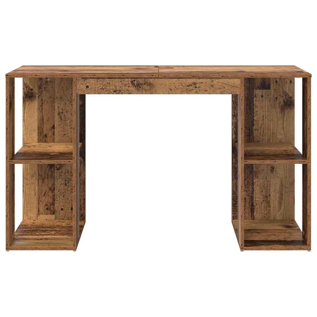 Scrivania in legno vecchio, 130 x 50,5 x 75 cm, con 2 ripiani, grande scrivania per computer, robusta e moderna, per casa, ufficio, gioco, camera dei ragazzi