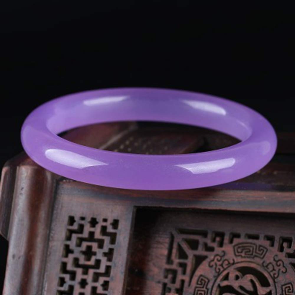 Brazalete de Jade Natural para Mujer, Fino y Redondo, Color Morado, con Barra Fina, joyería de Jade, Color Morado, 60 mm.