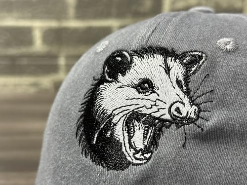 Image of Opossum Possum Hat for Men Women, Embroidered Adjustable Dad Cap | Animal Lover Gift Idea, Outdoor Casual Wear Cap, Soft Washed Cotton, Adjustable Fit Closure