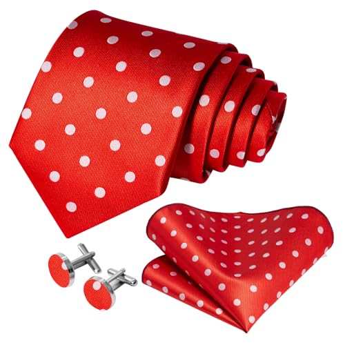 Image of 5PCS Mens Premium Silk Tie, Pocket Square, Cufflinks, Drilled Tie Ring and Lapel Pin Set for Wedding Groom Party